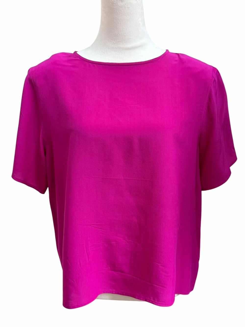 Christie & Jill Vintage Silk Women's Large Fuchsia Pink Short-Sleeve Blouse